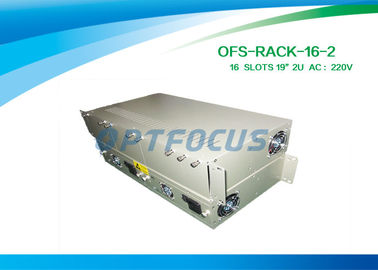19'' Fiber Media Converter Rack 16 Slots 2U AC220V DC - 48V  Card Module Type