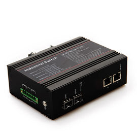 Metal POE fiber Industrial Grade Switches 2 giga fiber ports 2 10 / 100 / 1000M rj45 ports
