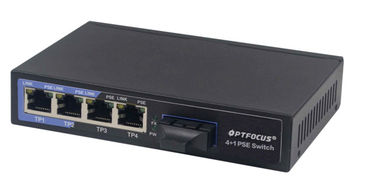 PoE Fiber Optic Network Switch 1 100M SFP or SC fiber port and 4 10 / 100M PoE rj45 ports