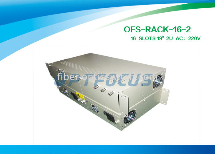 19'' Fiber Media Converter Rack 16 Slots 2U AC220V DC - 48V  Card Module Type