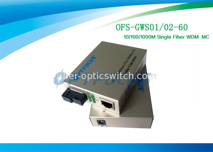 256 K Single Fiber Fast Ethernet Media Converter Gigabit 10 / 100 / 1000 Base - FX SM 60Km SC