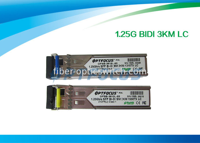 Gigabit Ethernet SFP Optical Transceiver / Fiber Optic Transceiver 1.25G Bi-Di 3km LC Connector